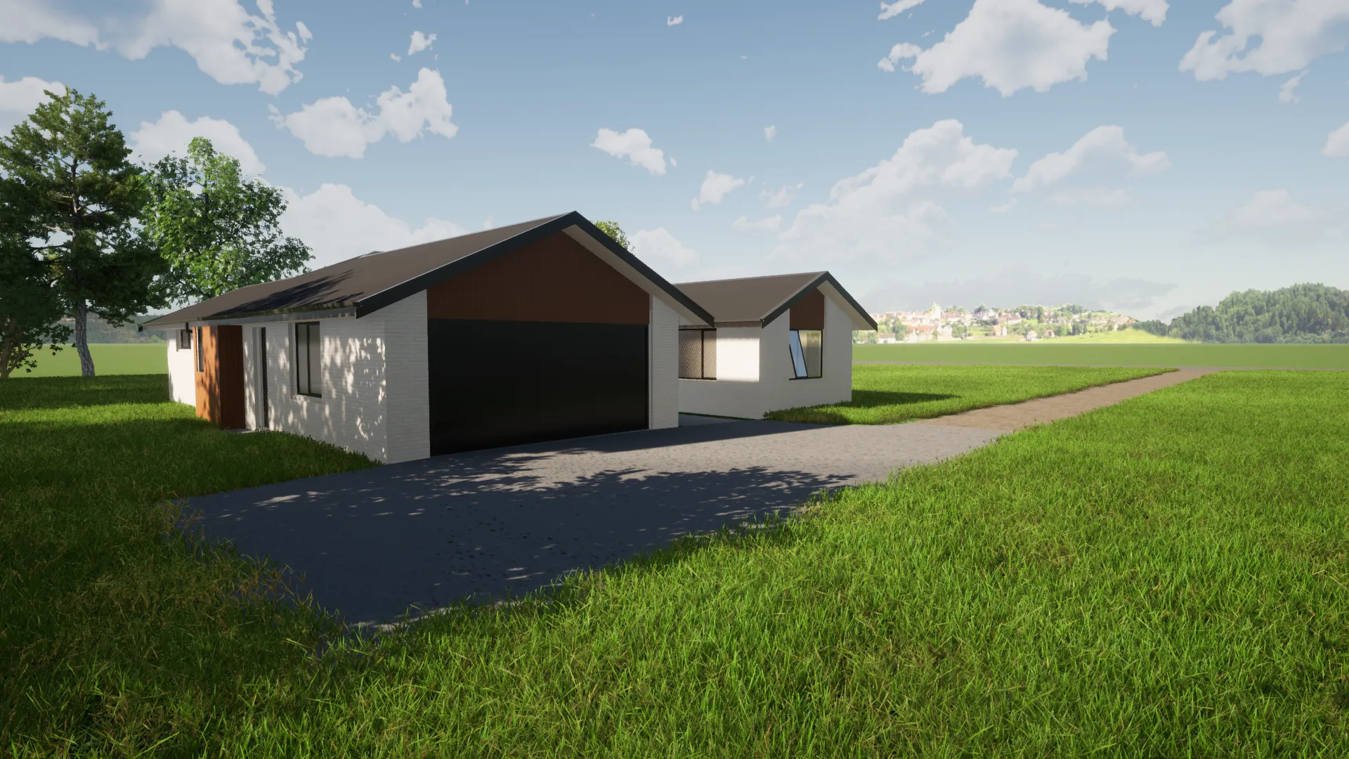 3D render garage and entry