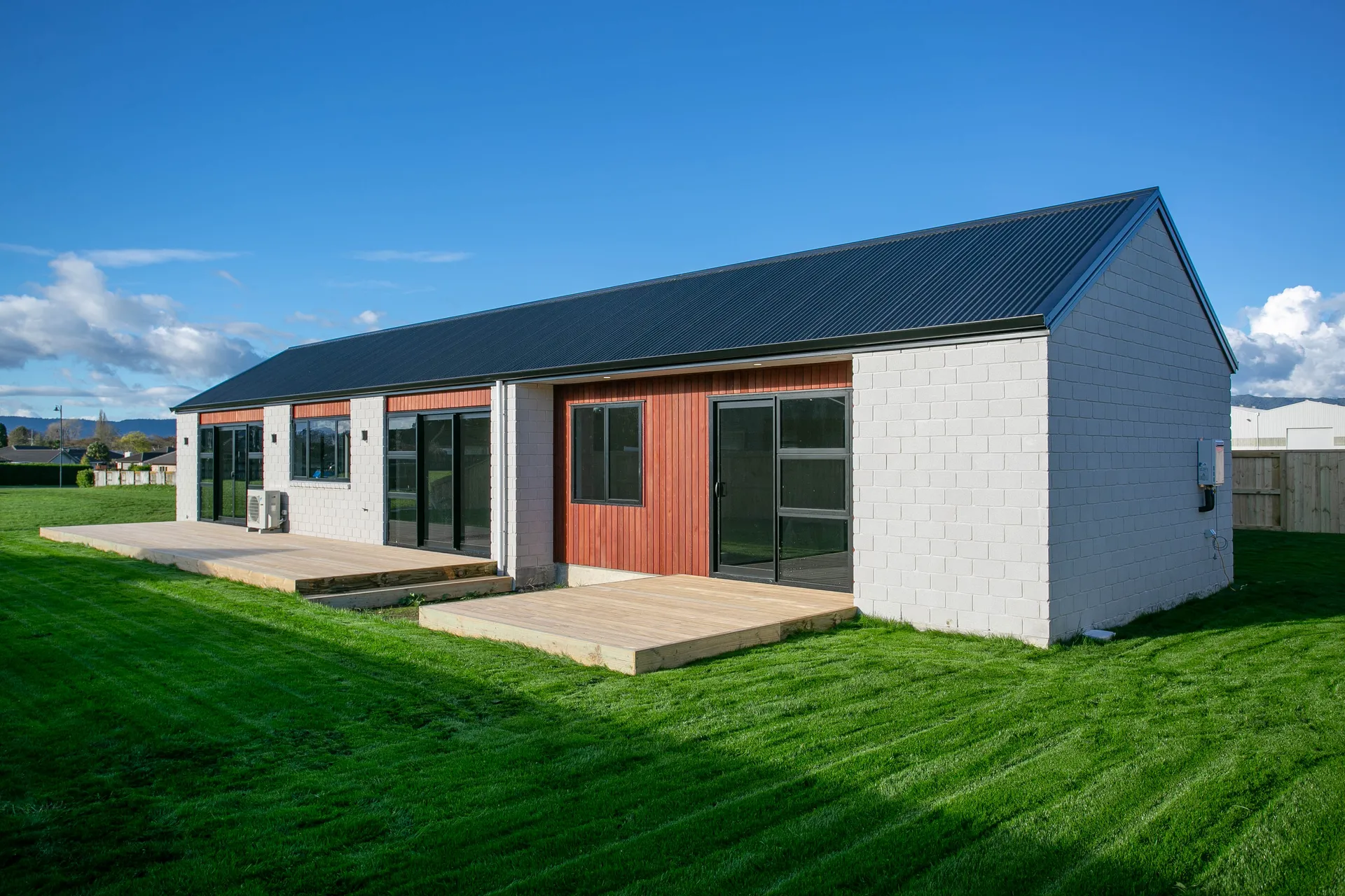 Side elevation with timber deck