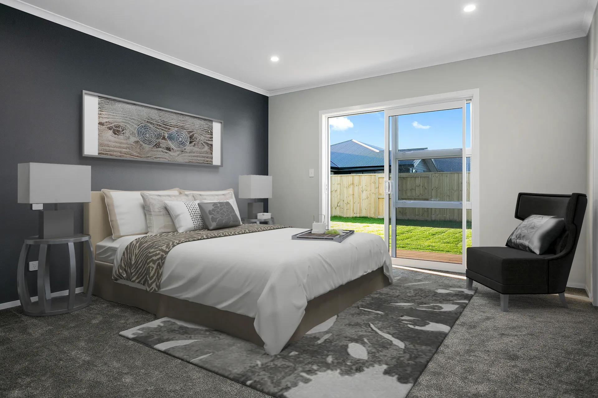 Master bedroom with feature wall