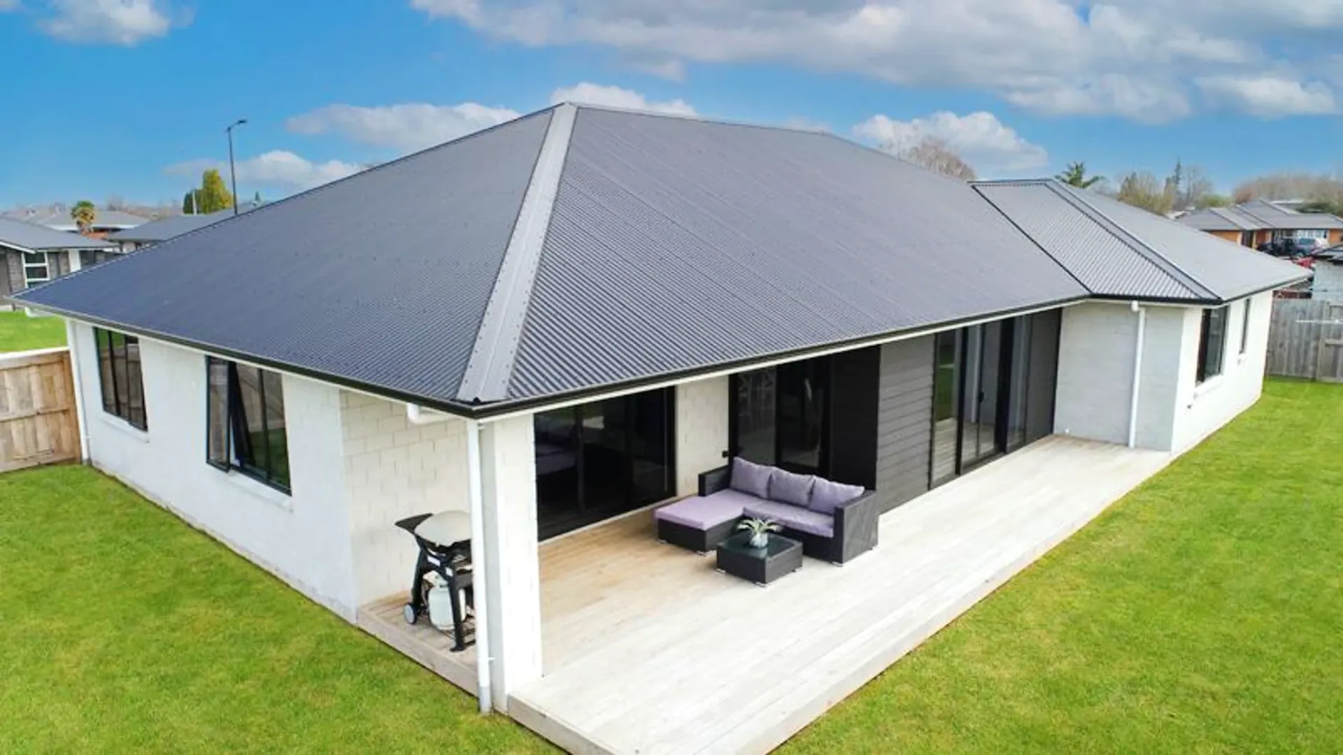 Rear view with covered deck