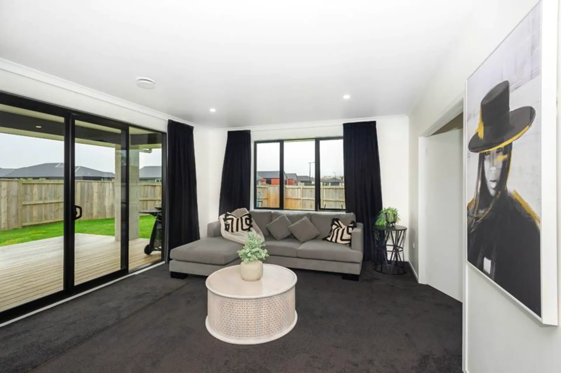Living room with large sliding doors