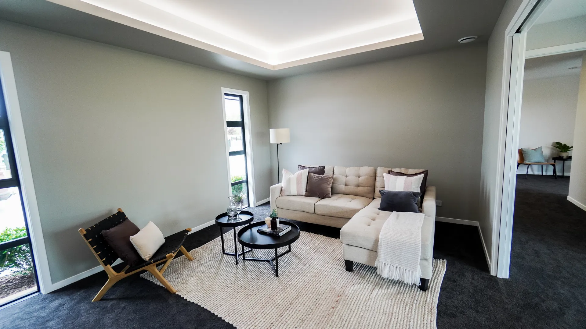 Lounge with LED bulkhead ceiling
