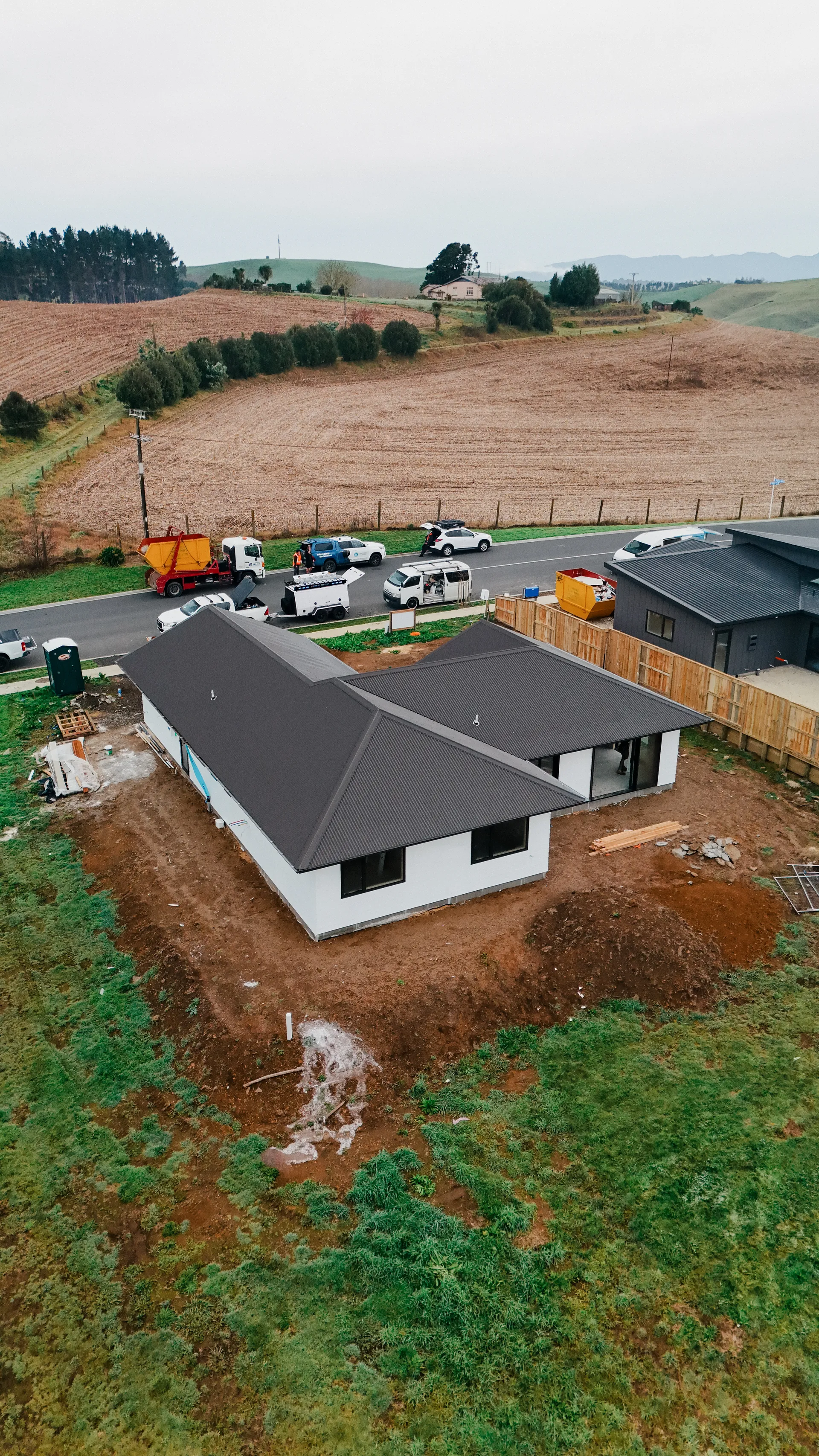 Aerial view of new build from above